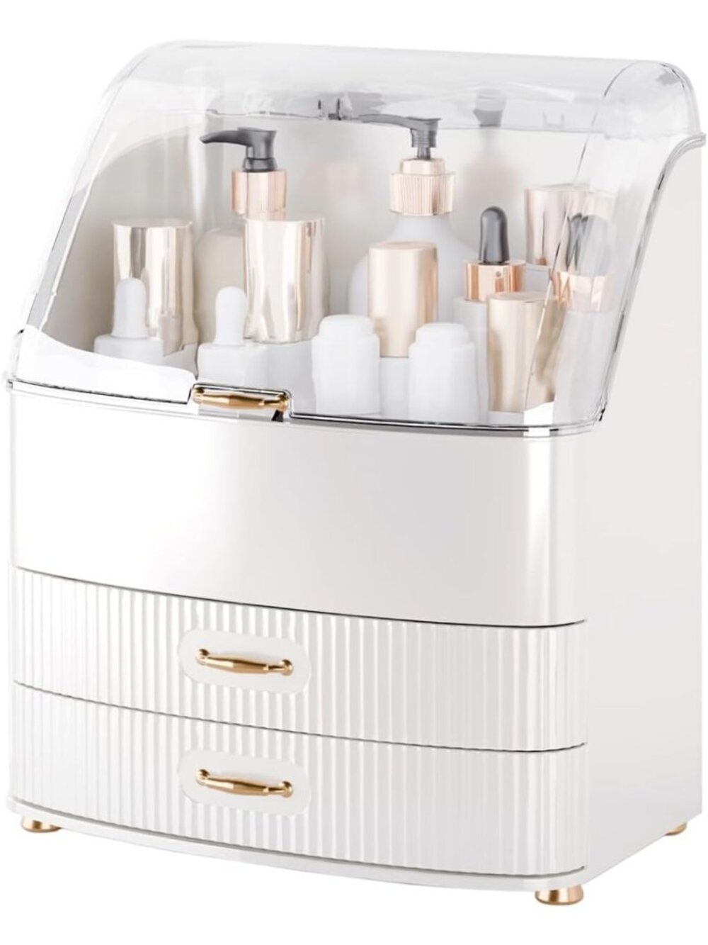 Stylish Makeup Organizer with Transparent Lid & Waterproof Drawers - Perfect for